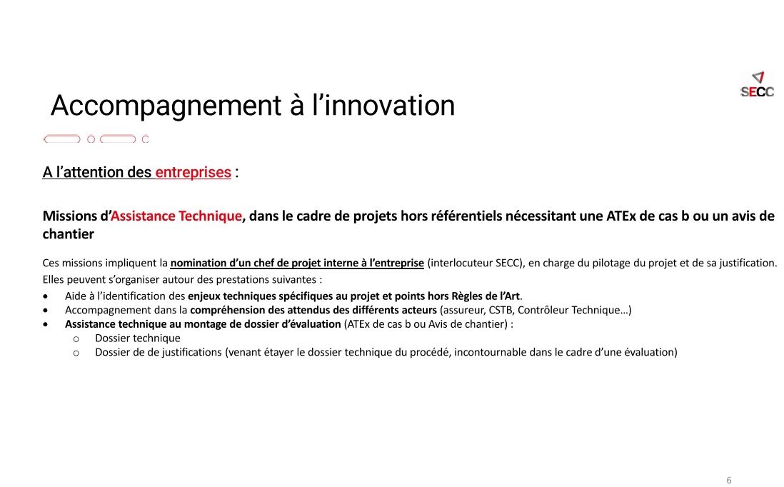 ACCOMPAGNEMENT A  L'INNOVATION A L'ATTENTION DES  ENTREPRISES